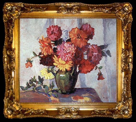 framed  Frances Hudson Storrs Dahlias, ta009-2